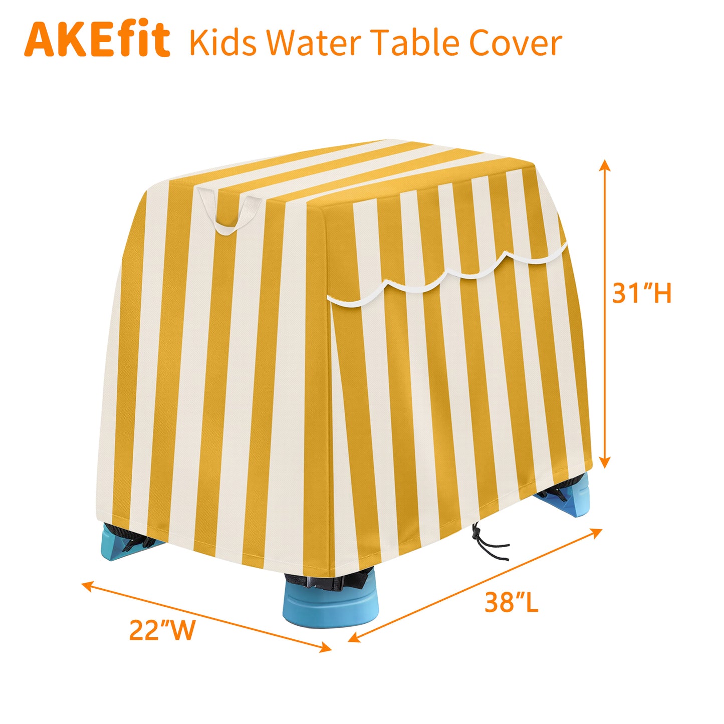 AKEfit Kids Water Table Cover, Waterproof Dustproof Outdoor Toys Cover Fits Rain Showers Splash Pond Water Table for Toddlers 1-3 - Yellow White (Cover Only)