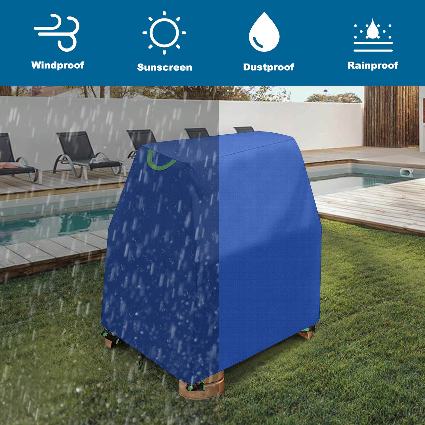 AKEfit Kids Water Table Cover, Waterproof Dustproof Outdoor Toys Cover Fits Rain Showers Splash Pond Water Table for Toddlers 1-3 - Blue (Cover Only)