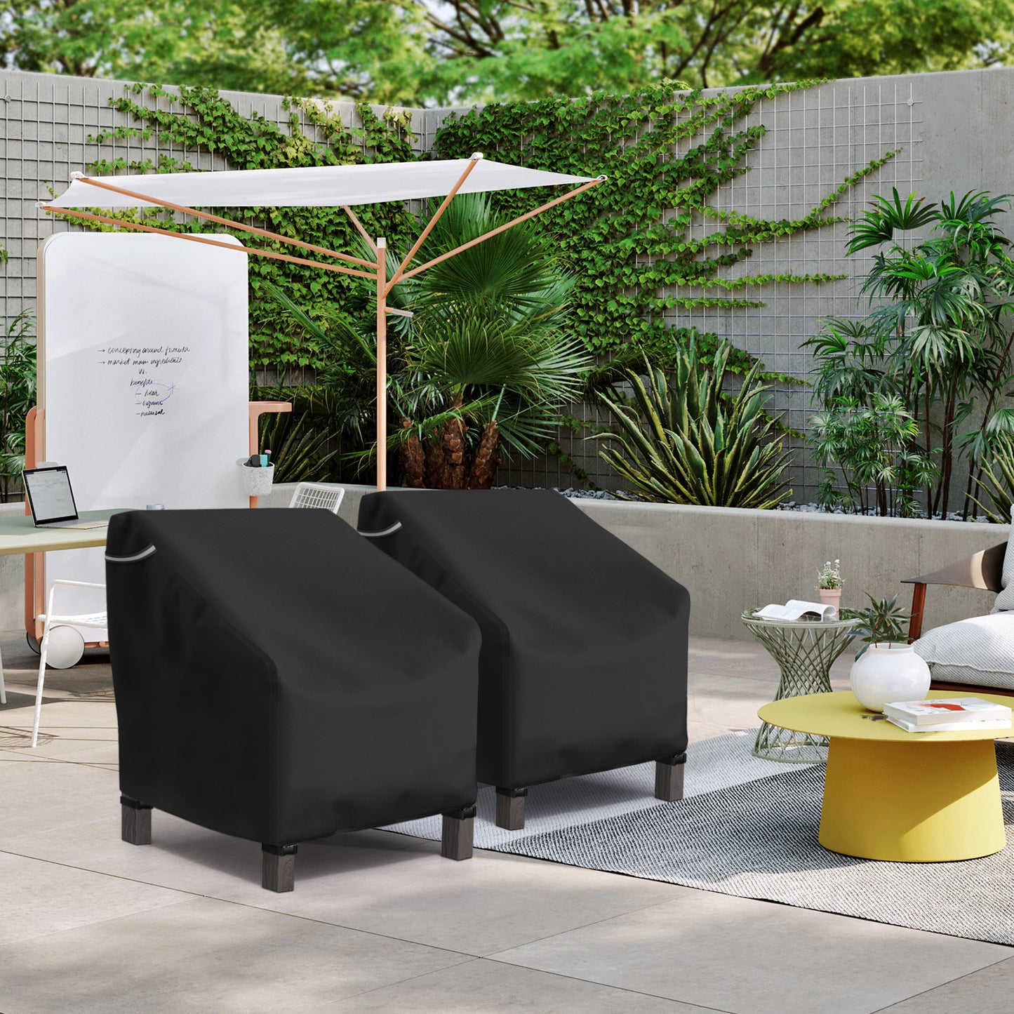 STARTWO Patio Chair Covers 2 Pack Outdoor Furniture Covers Waterproof Fit for 32" Lx 37" W x 36" H,Heavy Duty Lawn Chair Covers for Lounge Deep Seat, Black