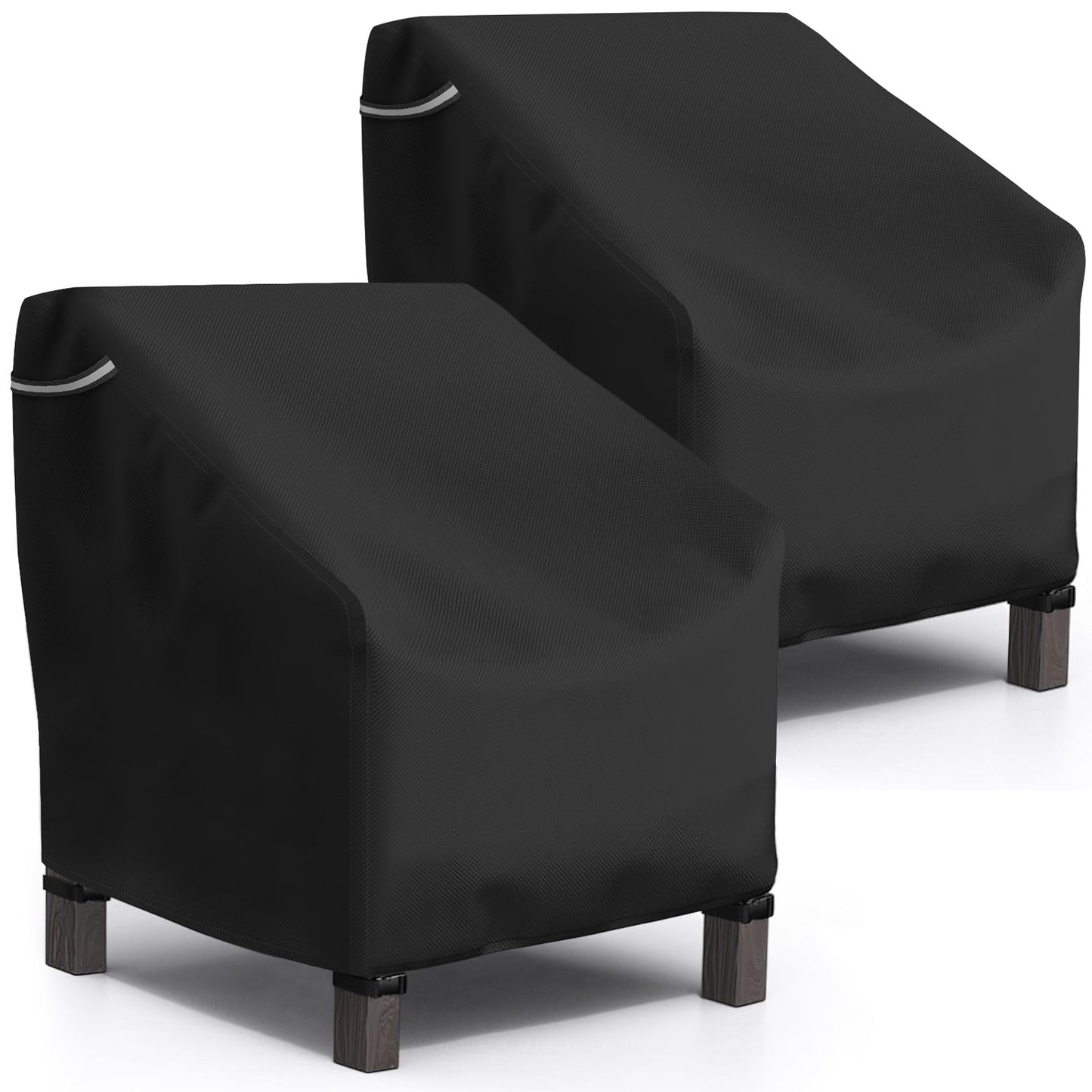 STARTWO Patio Chair Covers 2 Pack Outdoor Furniture Covers Waterproof Fit for 32" Lx 37" W x 36" H,Heavy Duty Lawn Chair Covers for Lounge Deep Seat, Black