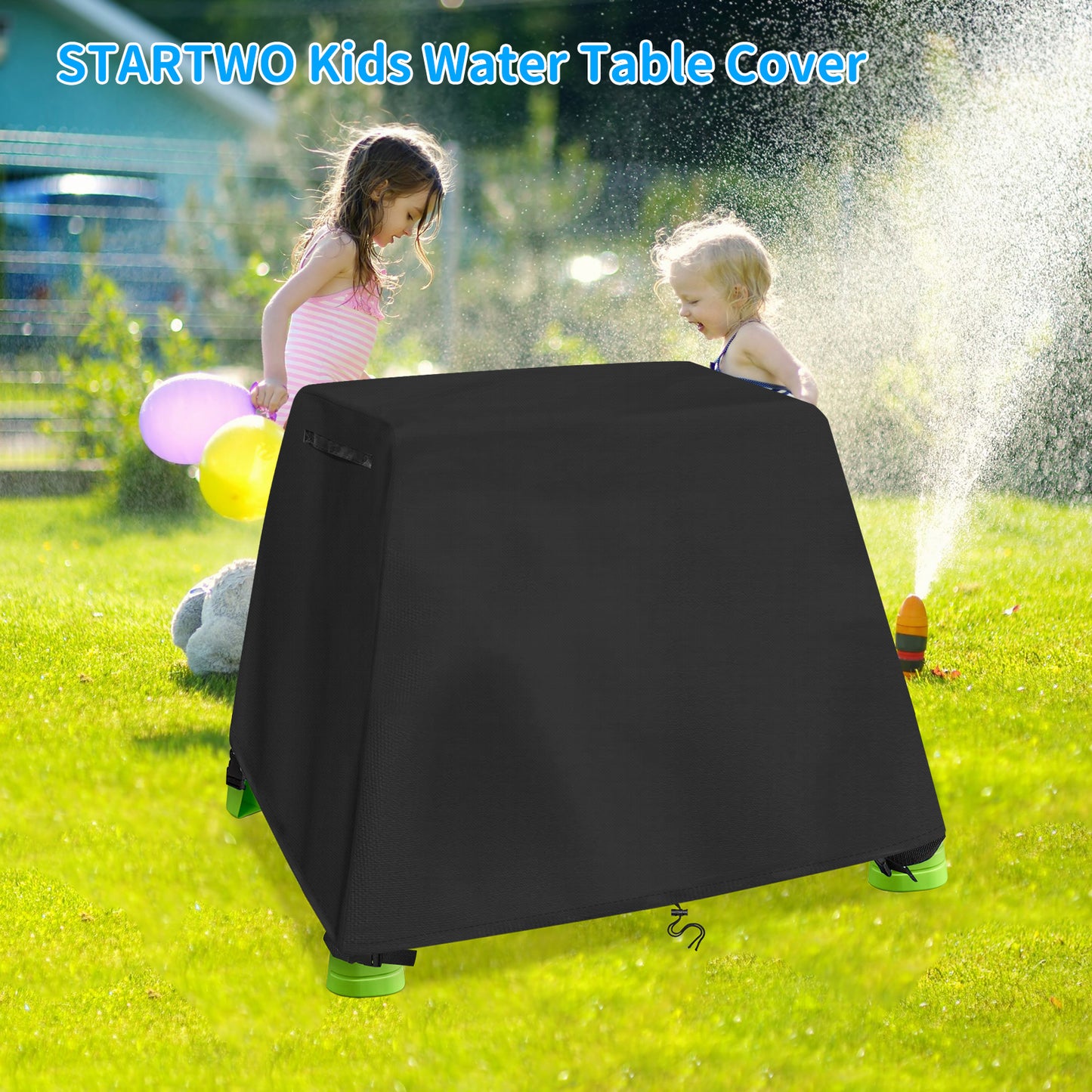 STARTWO Kids Water Table Cover Fit Rain Showers Splash Pond Water Table, Waterproof Outdoor Toys Cover - Black (Cover Only)
