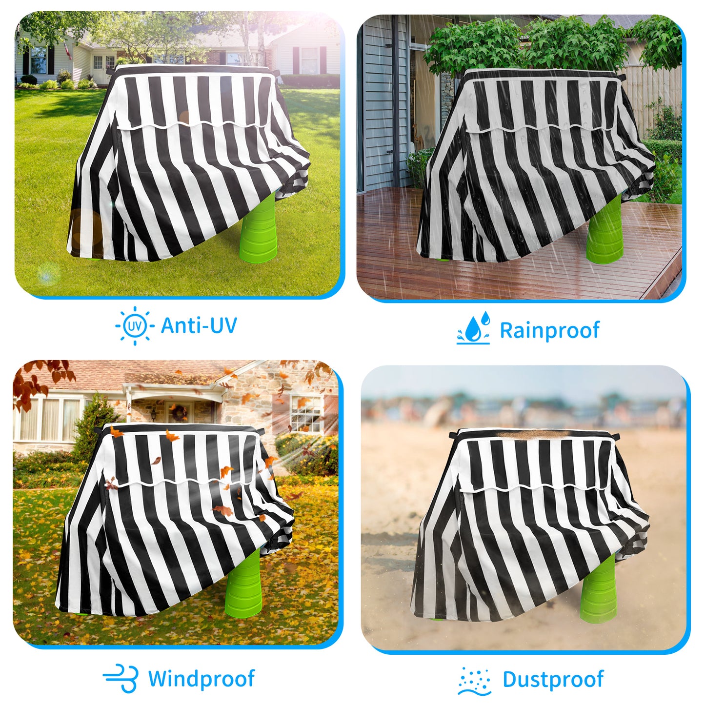 STARTWO Kids Water Table Cover Fit Rain Showers Splash Pond Water Table, Waterproof Outdoor Toys Cover - Black White (Cover Only)