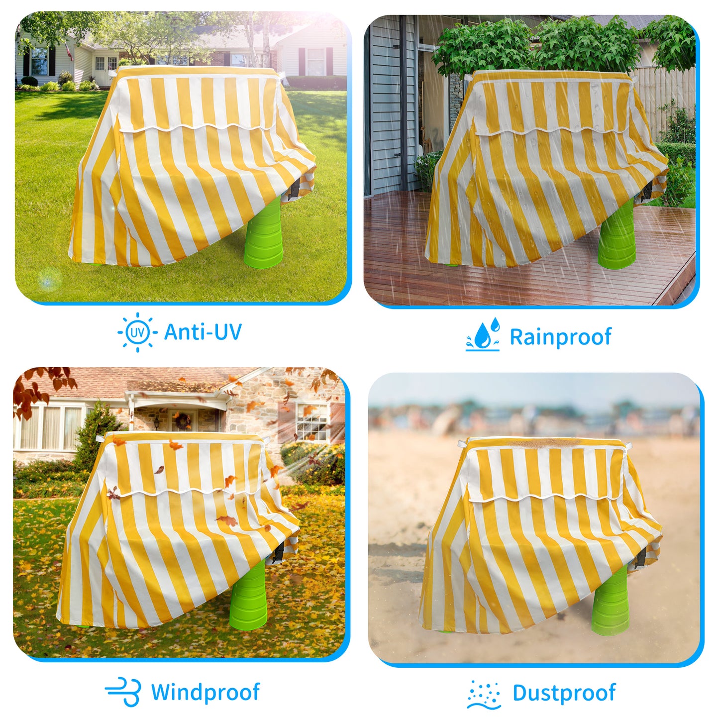 STARTWO Kids Water Table Cover Fit Rain Showers Splash Pond Water Table, Waterproof Outdoor Toys Cover - Yellow White (Cover Only)
