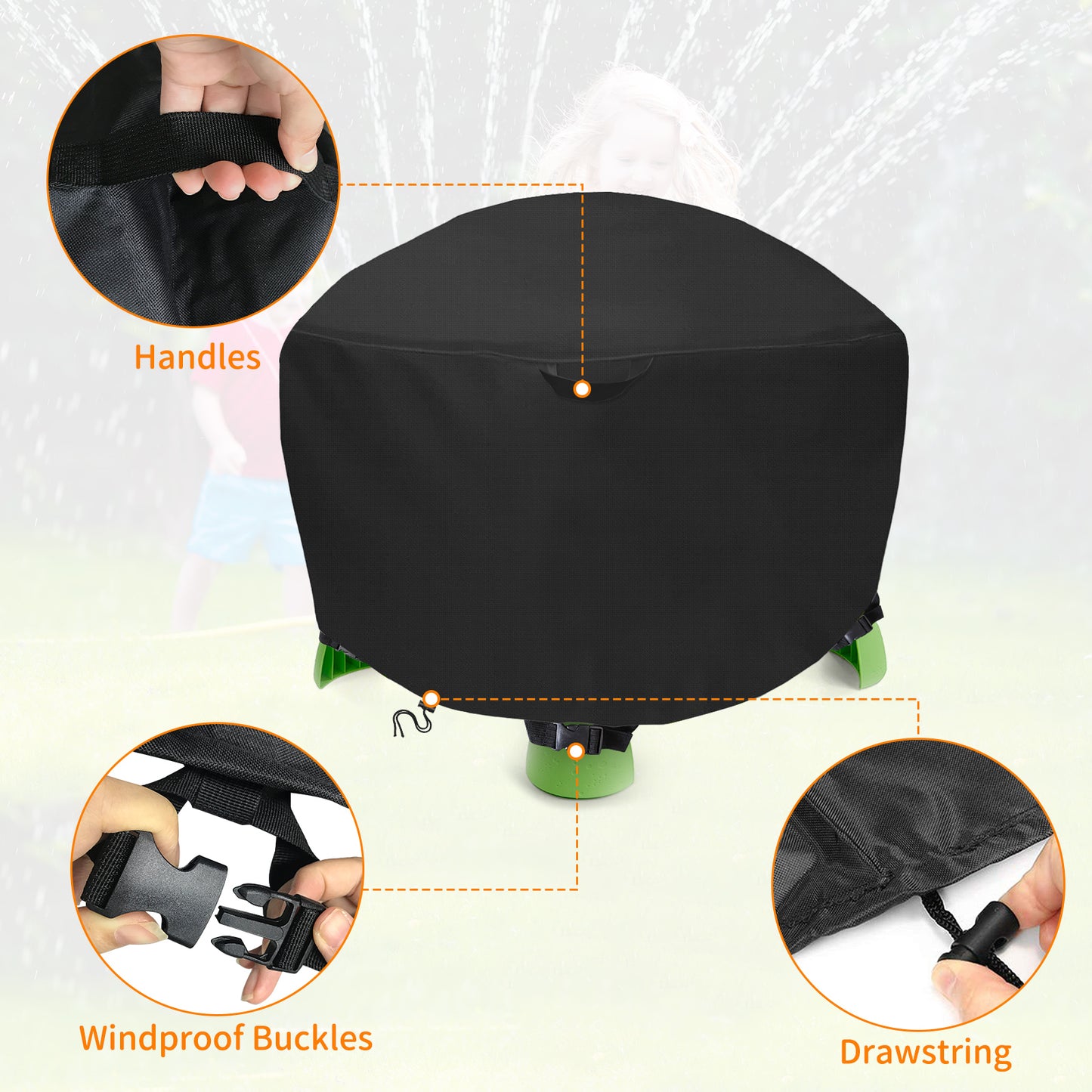 AKEfit Kids Sand Water Table Cover for Little Tikes Spiralin' Seas Waterpark Play Table, Round Waterproof Outdoor Toys Cover Dustproof Anti-UV,34“Dia x 18"H, Black (Cover only)