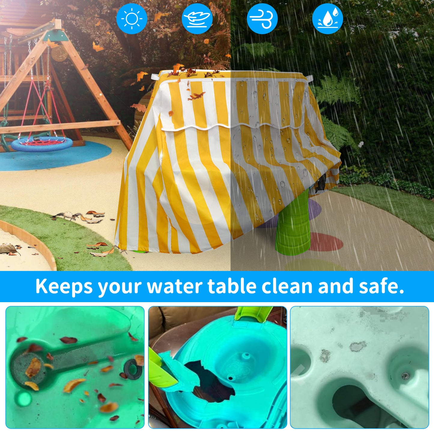 STARTWO Kids Water Table Cover Fit Rain Showers Splash Pond Water Table, Waterproof Outdoor Toys Cover - Yellow White (Cover Only)