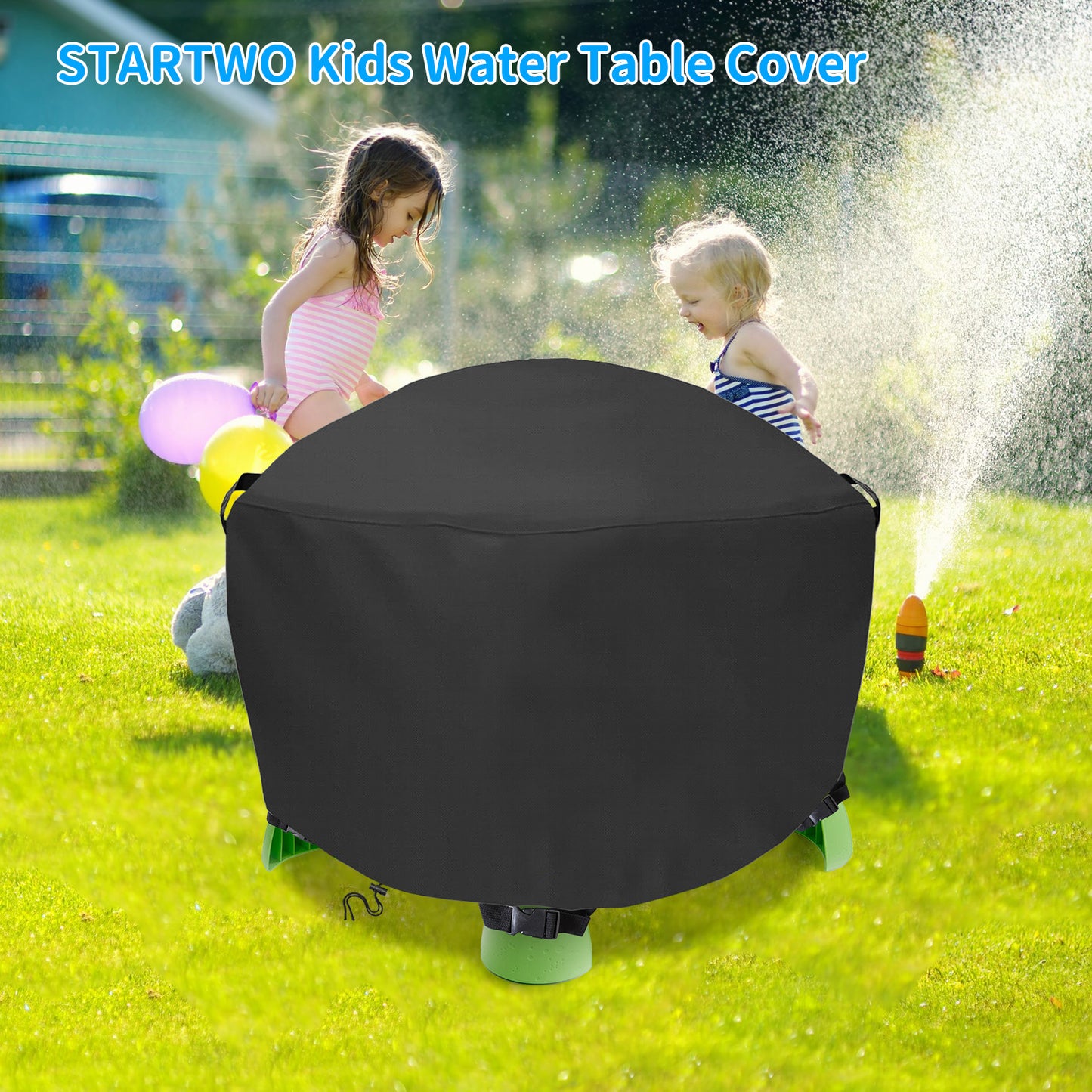 STARTWO Kids Water Table Cover Fit Little Tikes Spiralin' Seas Waterpark Play Table, Waterproof Outdoor Toys Cover - Black (Cover Only)