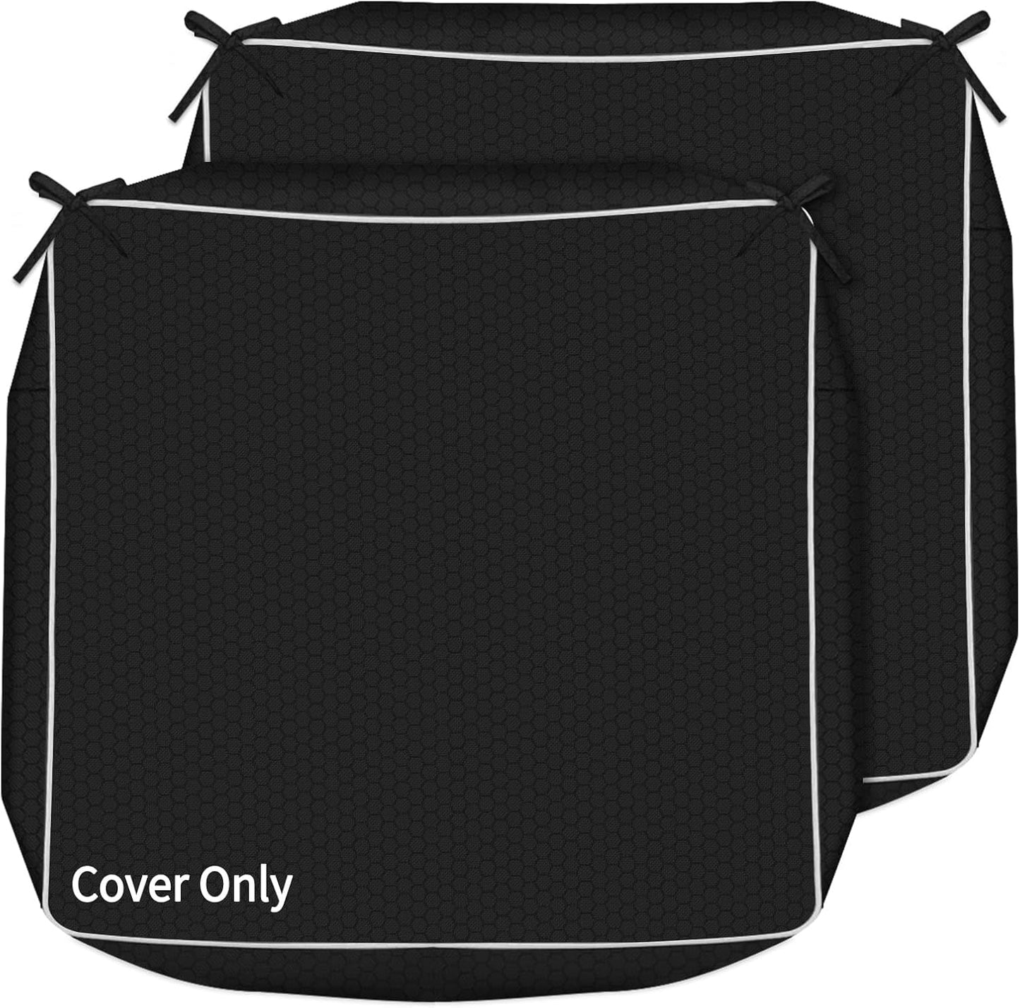 COSHNIBI Patio Cushion Covers 24'' X 24'' X 4'', Waterproof and Fade-Resistant Outdoor Cushion Cover Replacement for Slipcovers,Rattan Chair Sofa & Lounge Seat - 2 Pack, Black(Covers Only)
