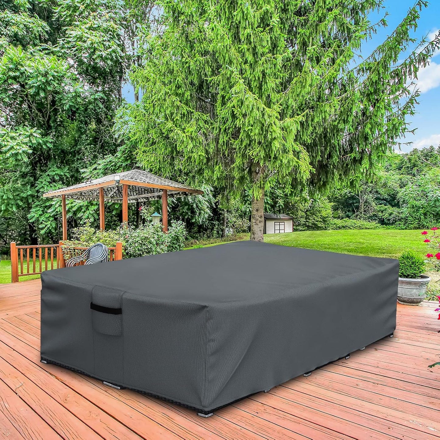 Patio Furniture Covers Waterproof for Coffee Table Cover, Heavy Duty Durable Rectangular Outdoor Coffee Table Cover, 48L x 28Wx 13H inches, Grey