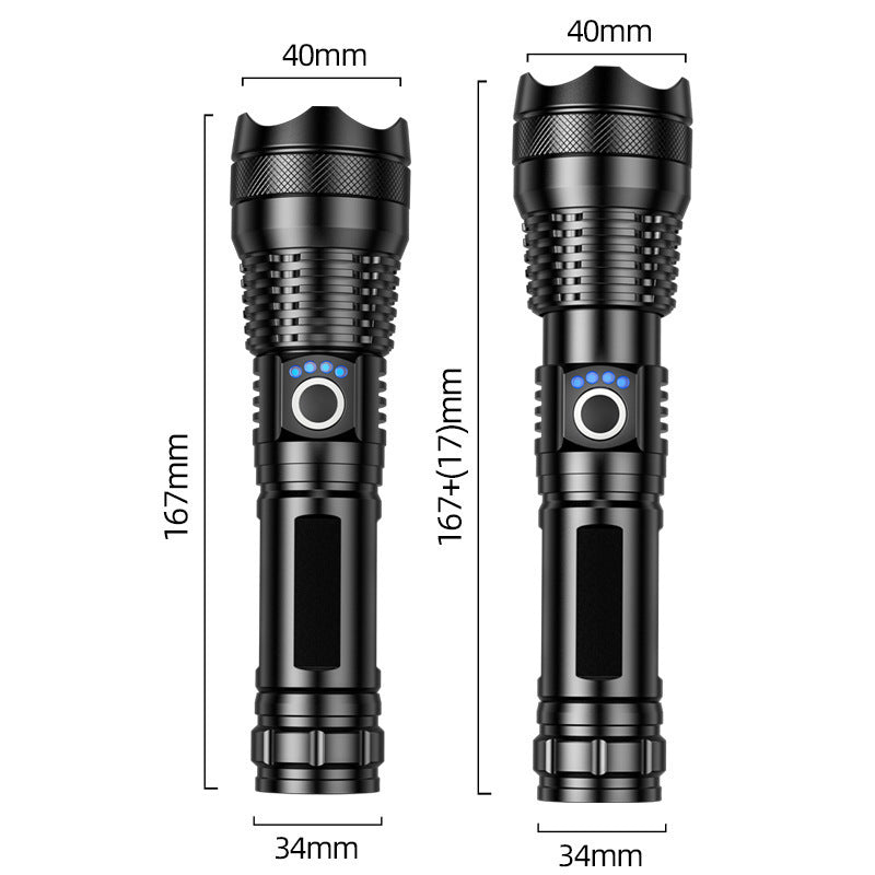 STARTWO Outdoor Strong Light Tactical Flashlight, Aluminum Alloy Waterproof Telescopic Focus Searchlight