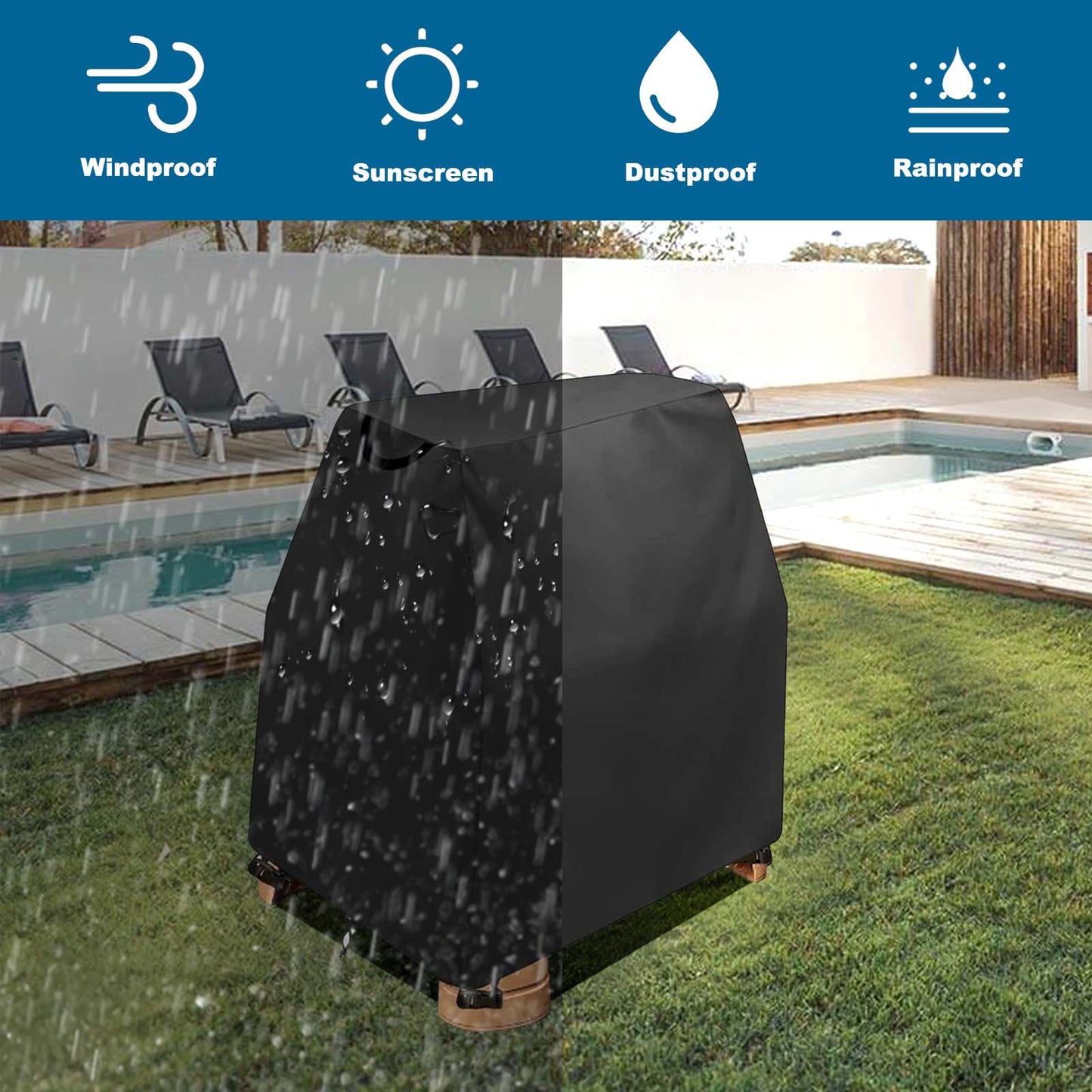 AKEfit Kids Water Table Cover ,Kids Sand and Water Table Toys Covers Waterproof ,Outdoor Water Play Table Cover Fit Rain Showers Splash Pond Water Table(Only Cover) (Black 41"Lx25"Wx33"H)
