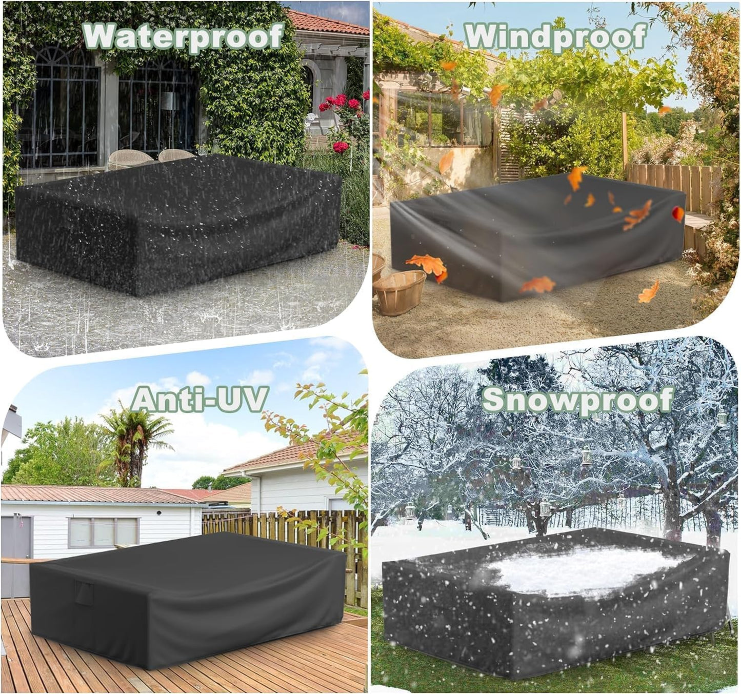 Patio Furniture Covers Waterproof for Coffee Table Cover, Heavy Duty Durable Rectangular Outdoor Coffee Table Cover, 48L x 28Wx 13H inches, Black
