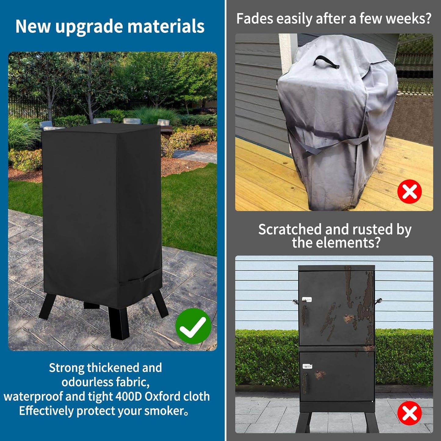 STARTWO Electric Vertical Smoker Cover for Masterbuilt,Heavy Duty Waterproof Smoker Grill Cover,Vertical Masterbuilt Digital Electric Smoker Cover,Square Vertical Smoker Grill Cover(18x19x35in) Tool Cover