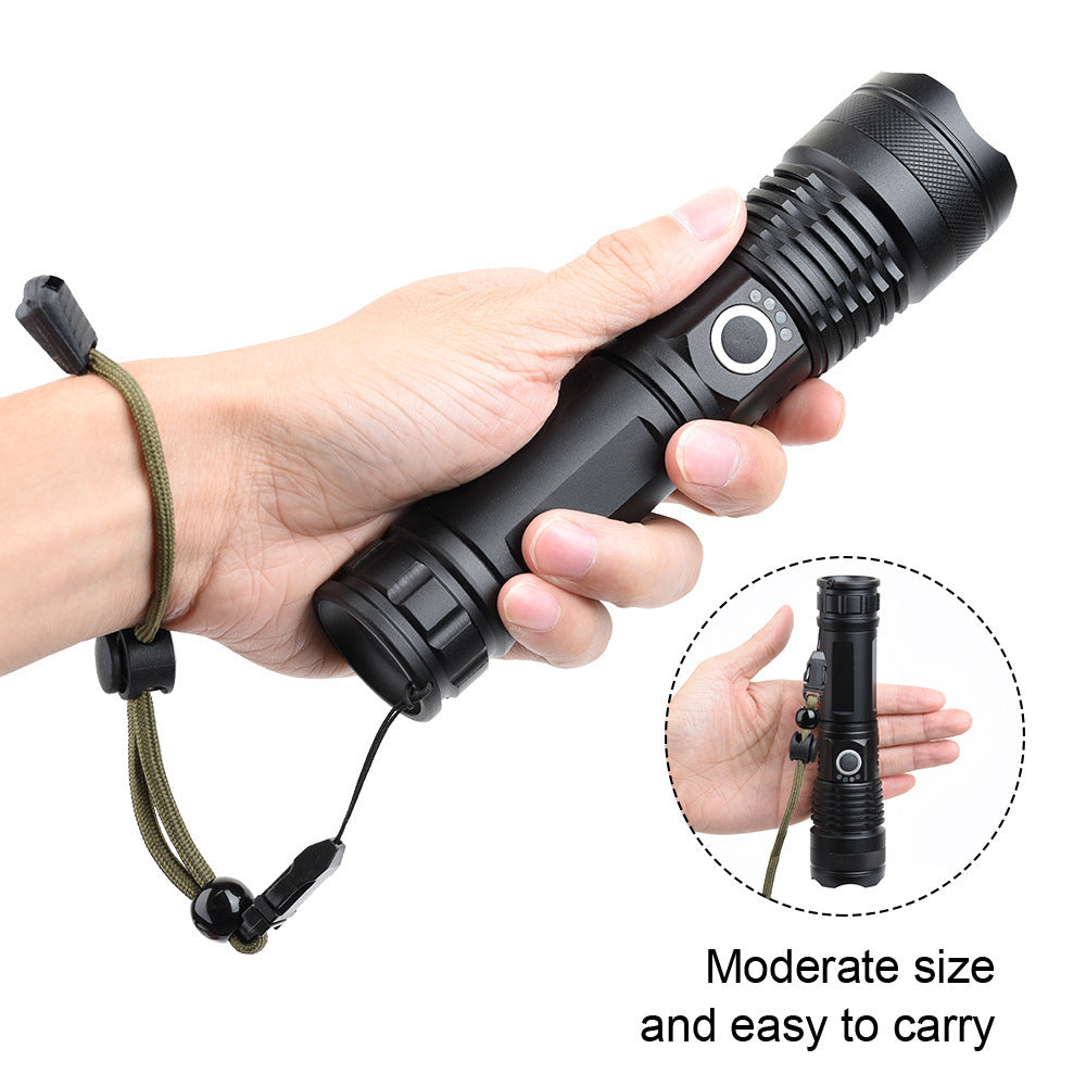 STARTWO Outdoor Strong Light Tactical Flashlight, Aluminum Alloy Waterproof Telescopic Focus Searchlight
