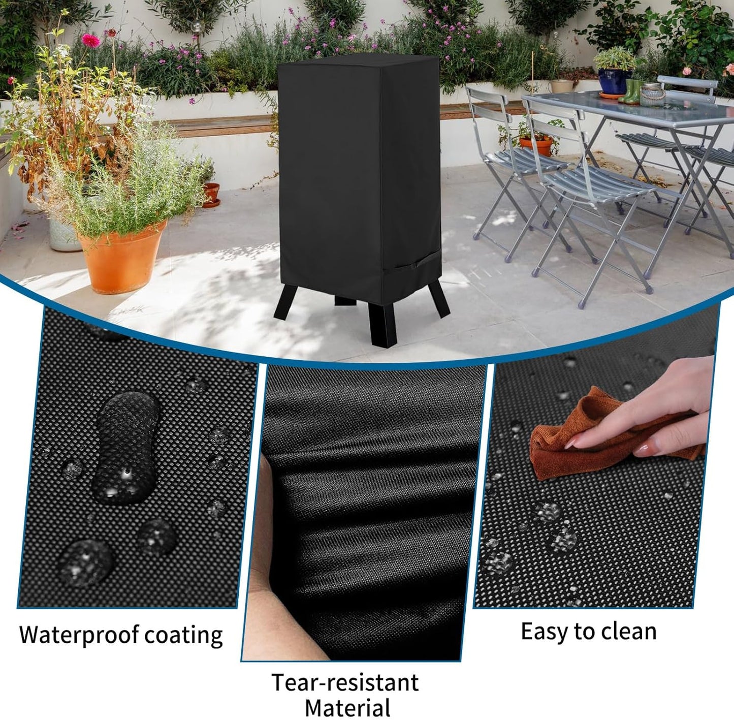 STARTWO Electric Vertical Smoker Cover for Masterbuilt,Heavy Duty Waterproof Smoker Grill Cover,Vertical Masterbuilt Digital Electric Smoker Cover,Square Vertical Smoker Grill Cover(18x19x35in) Tool Cover
