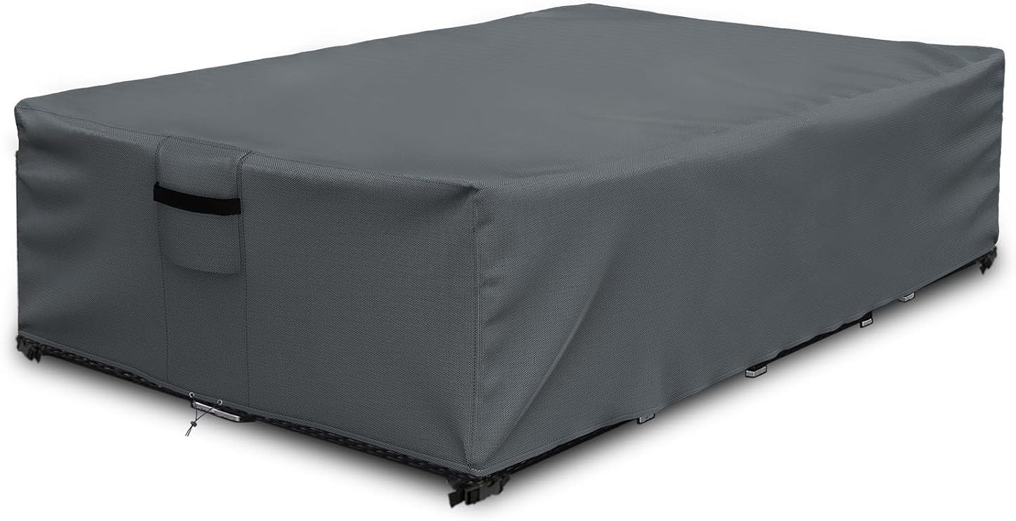 Patio Furniture Covers Waterproof for Coffee Table Cover, Heavy Duty Durable Rectangular Outdoor Coffee Table Cover, 48L x 28Wx 13H inches, Grey