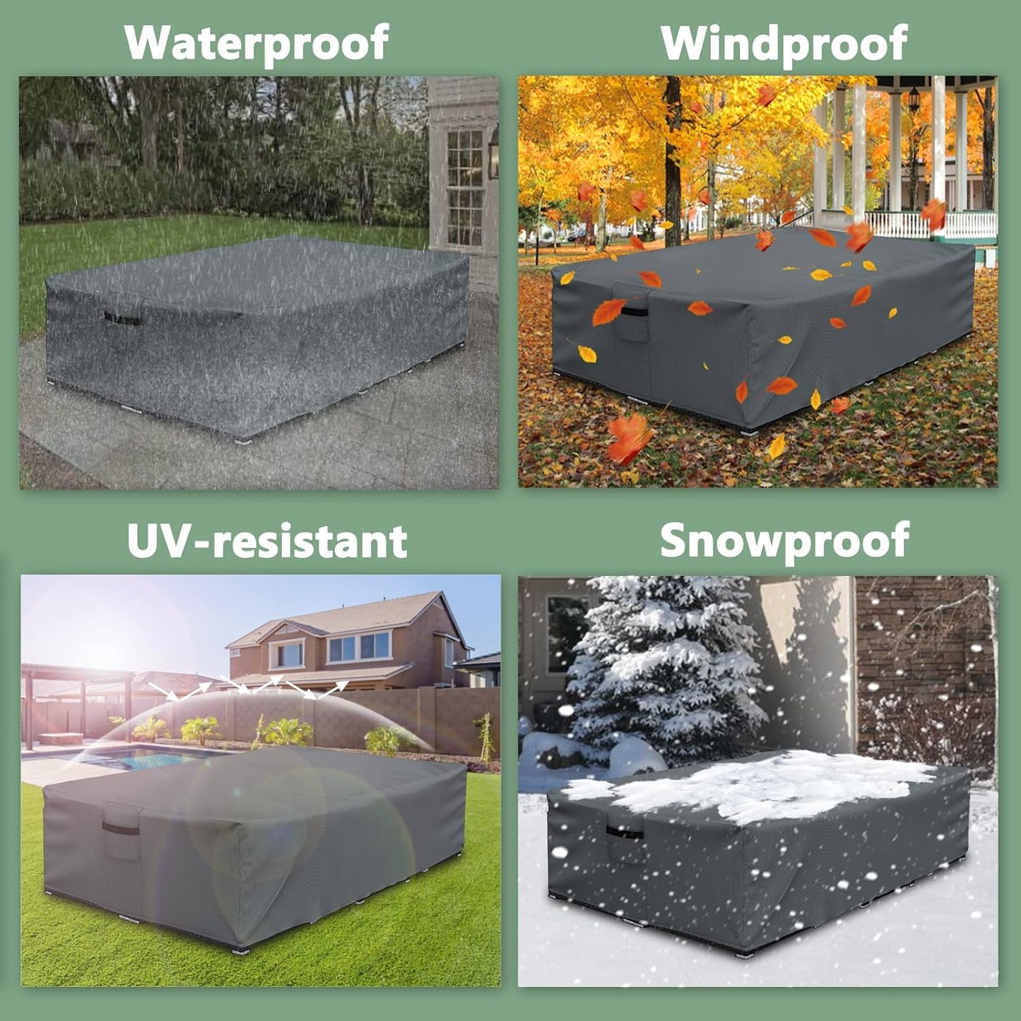 Patio Furniture Covers Waterproof for Coffee Table Cover, Heavy Duty Durable Rectangular Outdoor Coffee Table Cover, 48L x 28Wx 13H inches, Grey
