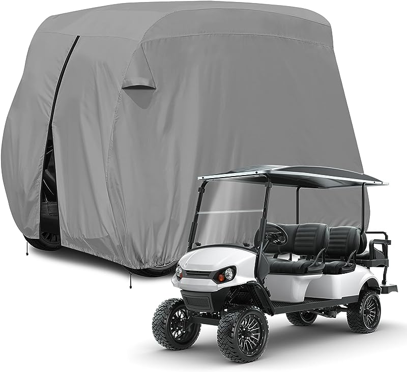 STARTWO Tailored for both 2 and 4 passenger carts, this universal cover is a harmonious fit for a myriad of brands. Crafted from durable 400D fabric, it offers impeccable protection against water and UV damage. car cover