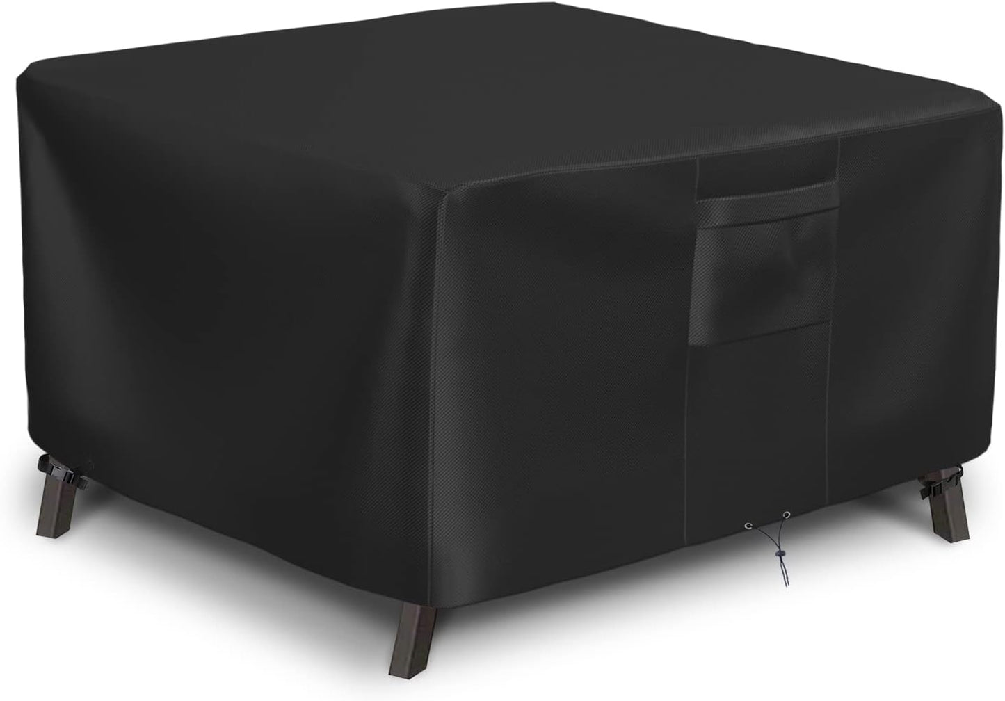 STARTWO Patio Furniture Covers, Fire Pit Cover Waterproof Outdoor Table Cover Durable Heavy Duty Oxford Square with Handle, Windproof & Anti-UV Square Patio Table Cover, 40x40x23inch Black