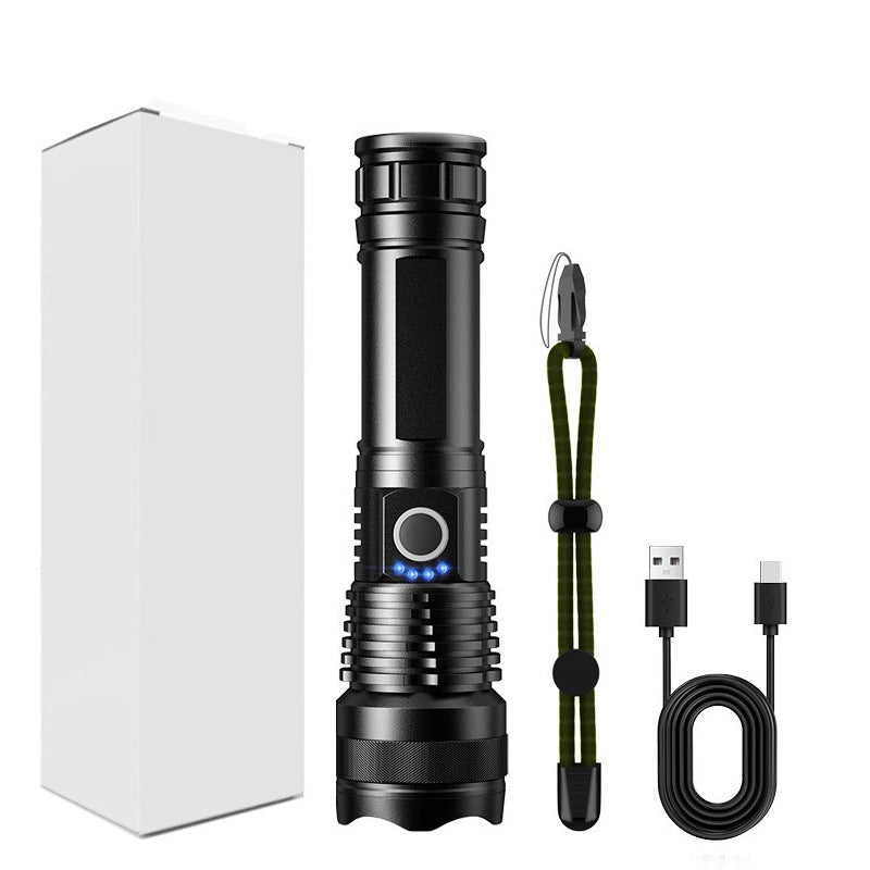 STARTWO Outdoor Strong Light Tactical Flashlight, Aluminum Alloy Waterproof Telescopic Focus Searchlight