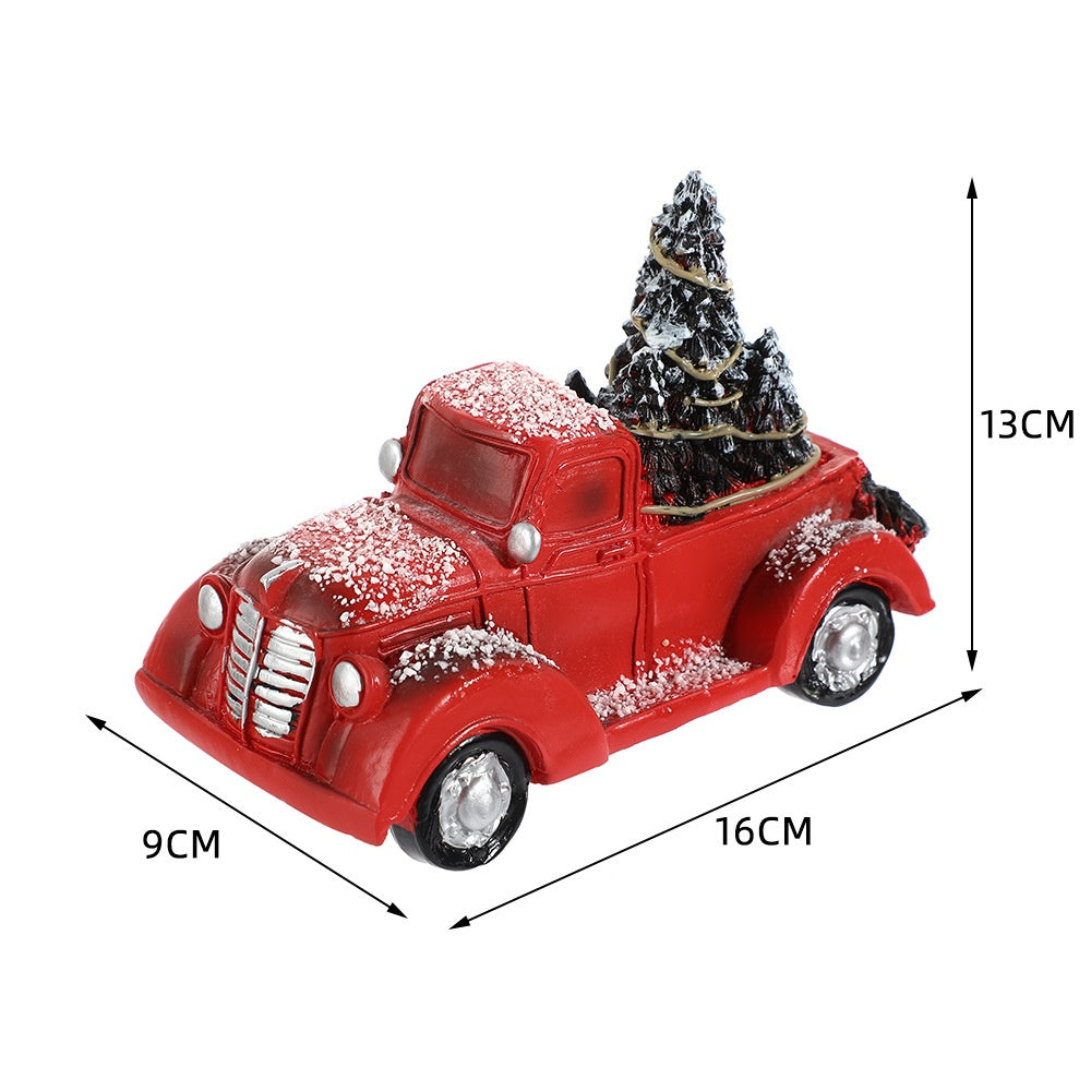 STARTWO Christmas ornaments, resin kart red Christmas tree led lights, Christmas atmosphere decoration