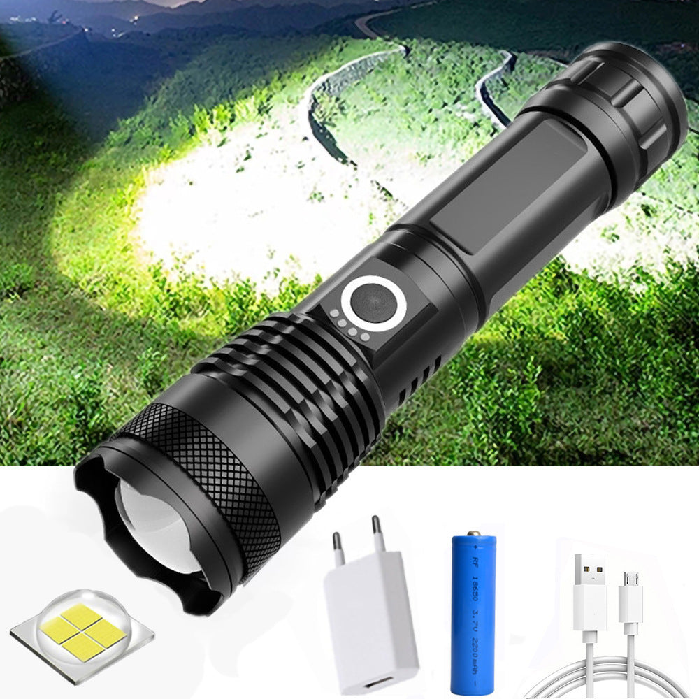 STARTWO Outdoor Strong Light Tactical Flashlight, Aluminum Alloy Waterproof Telescopic Focus Searchlight