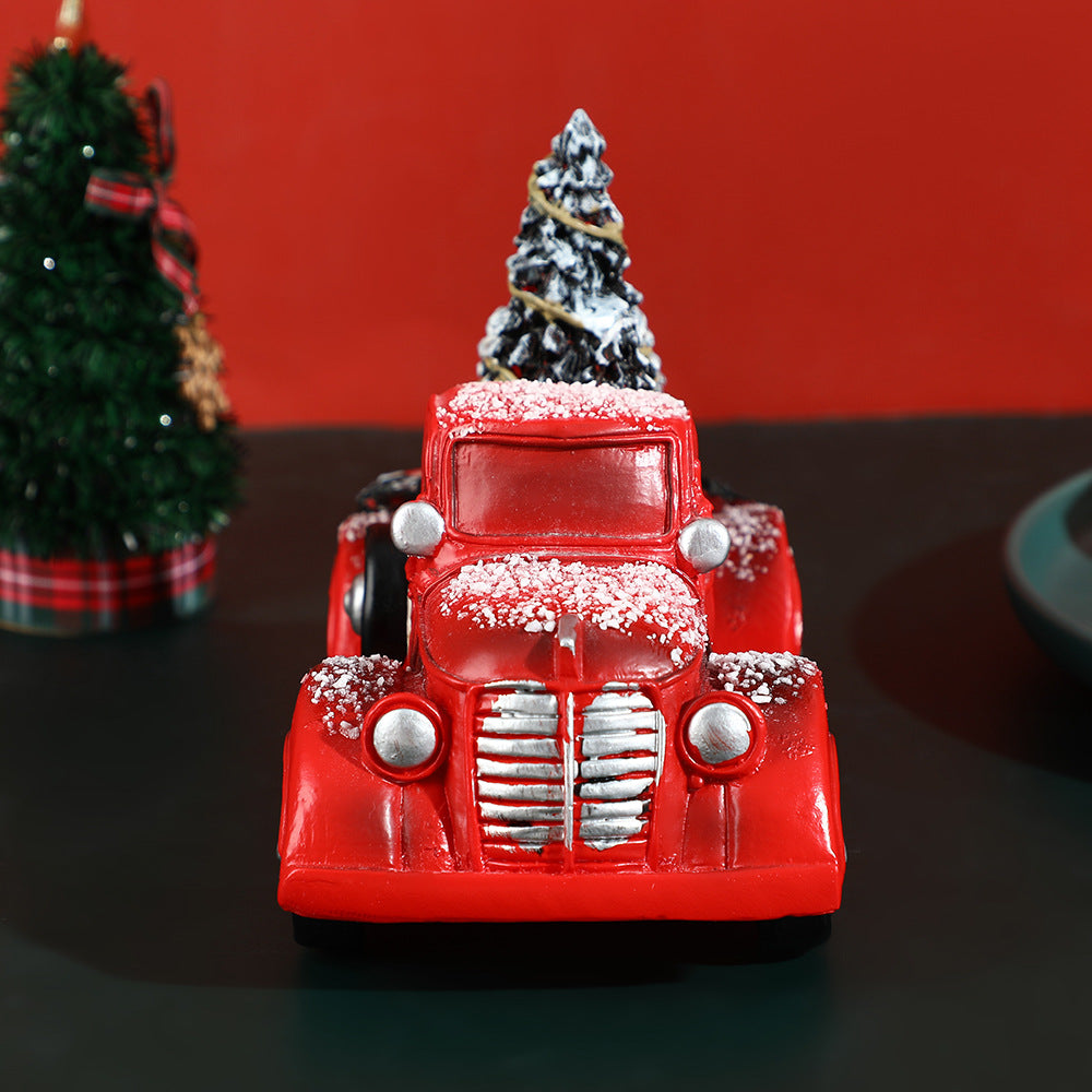 STARTWO Christmas ornaments, resin kart red Christmas tree led lights, Christmas atmosphere decoration