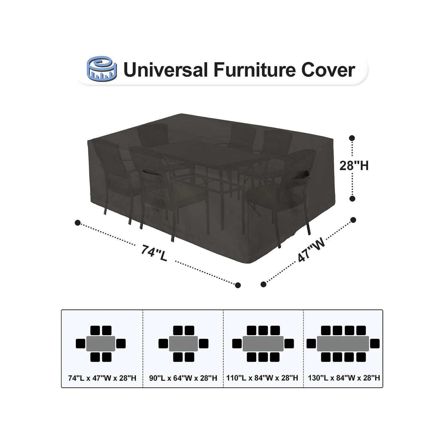 STARTWO Waterproof Couch Sectional Sofa, Cover for Outdoor Patio Rectangular Table Chairs Covers