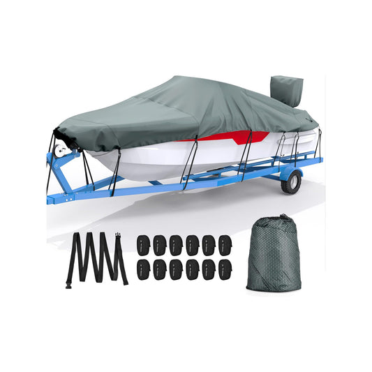 STARTWO Waterproof Boat Cover with Motor Protection, Crafted from Robust UV-Resistant Marine-Grade Polyester, Designed for V-Hull, TRI-Hull, and Runabout Boats .car cover