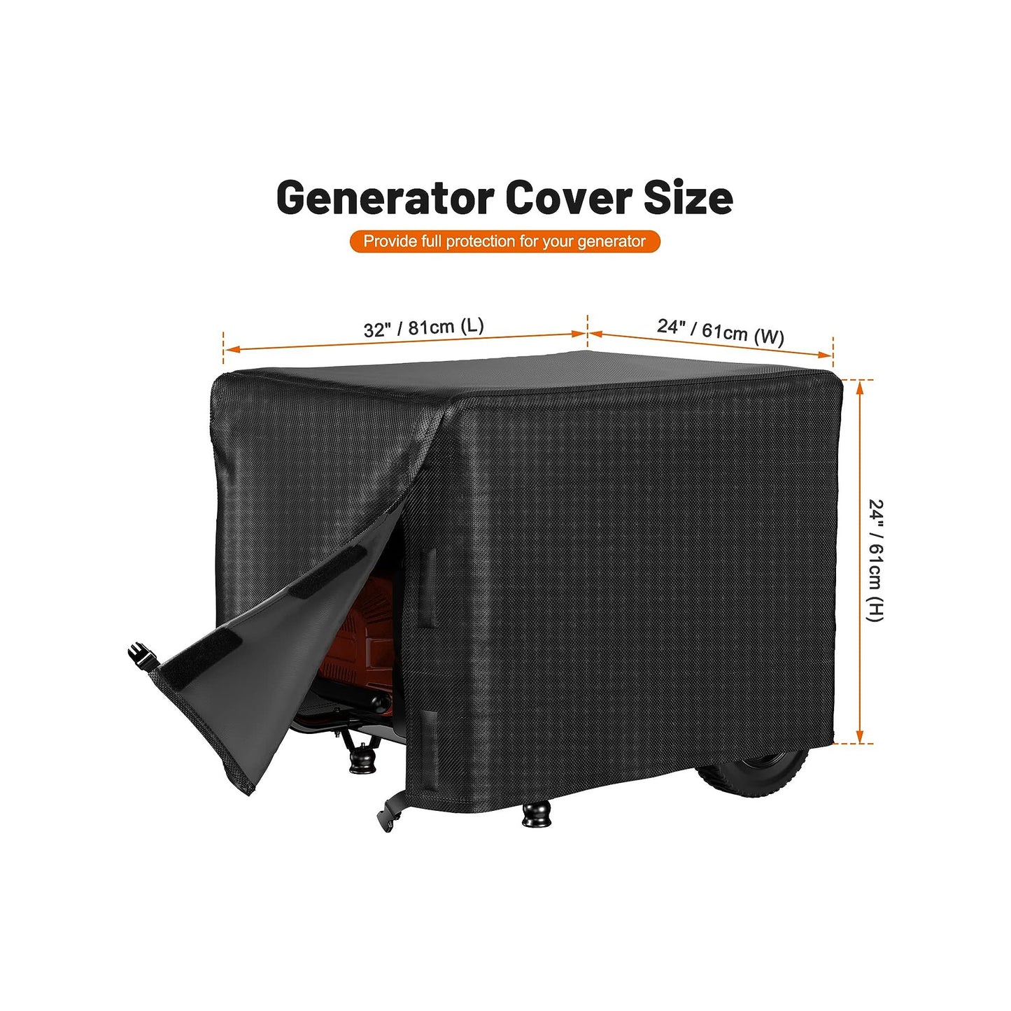 STARTWO Universal Protective Sheath for Generators Ranging from 5000 to 10000 Watts-32x32x24 inch, All Presented in a Sleek Shade of Black.tool cover