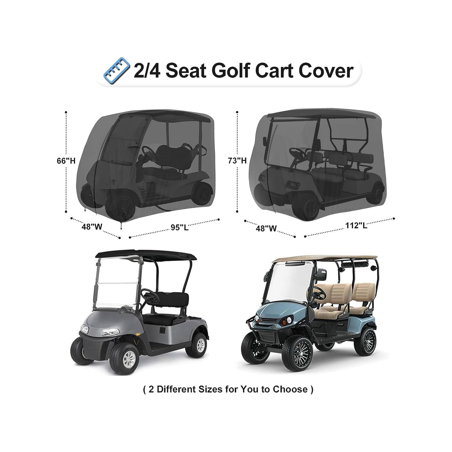 STARTWO Tailored for both 2 and 4 passenger carts, this universal cover is a harmonious fit for a myriad of brands. Crafted from durable 400D fabric, it offers impeccable protection against water and UV damage. car cover