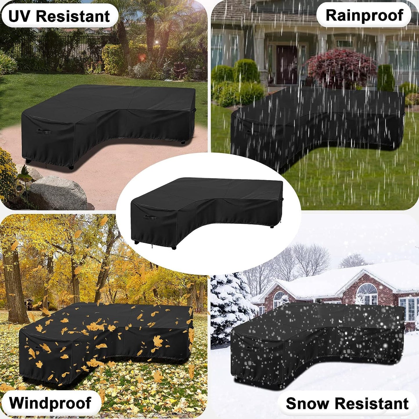 STARTWO Outdoor Sectional Sofa Cover Waterproof L-Shaped Patio Furniture Covers for Deck, Lawn and Backyard, Heavy Duty Outdoor Couch Cover, Left Facing