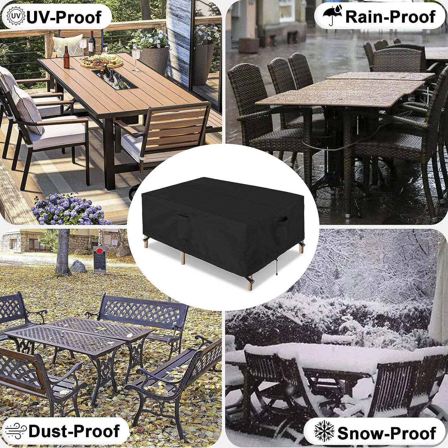 STARTWO Waterproof Couch Sectional Sofa, Cover for Outdoor Patio Rectangular Table Chairs Covers