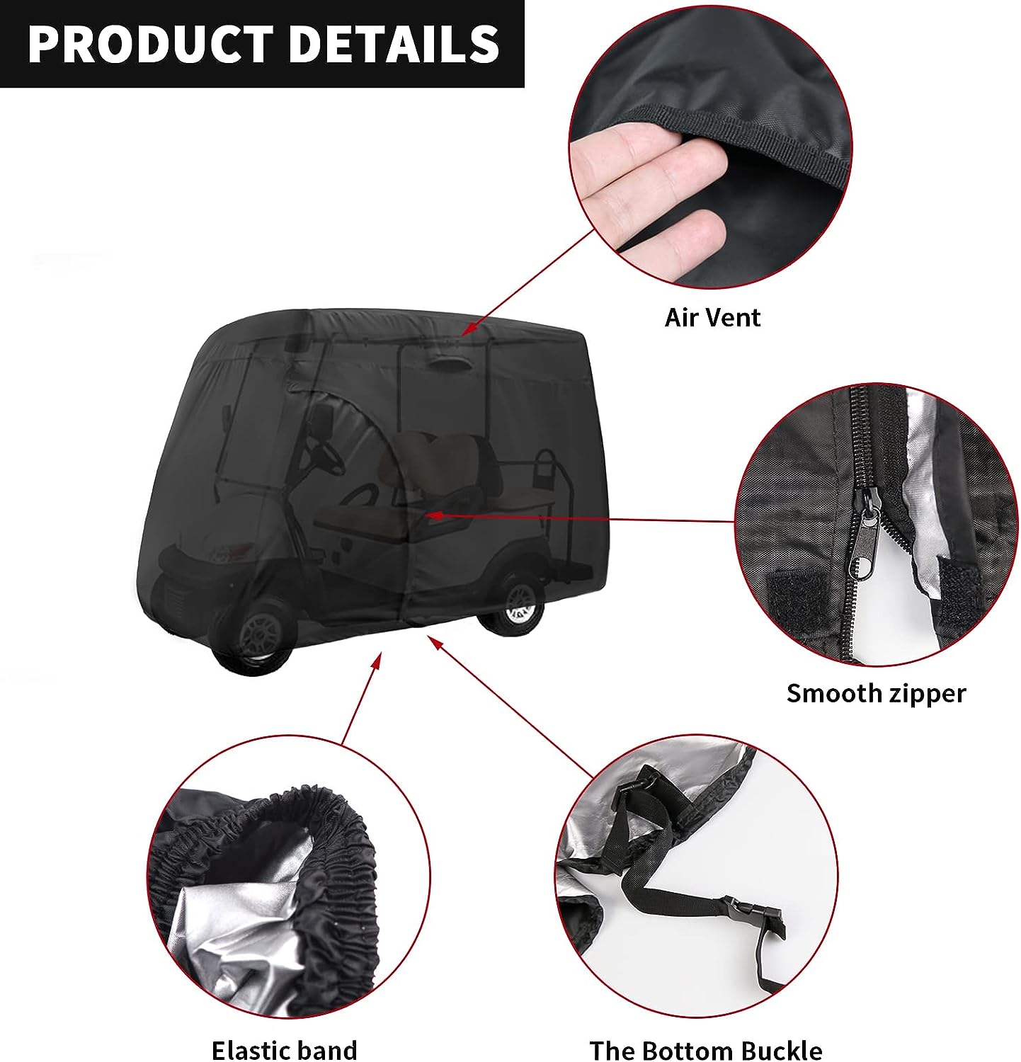 STARTWO Waterproof Golf Cart Rain Cover Designed to Fit Most Golf Cart Brands. This All-Season Protective Golf Cart Accessory Offers Comprehensive Protection.car cover