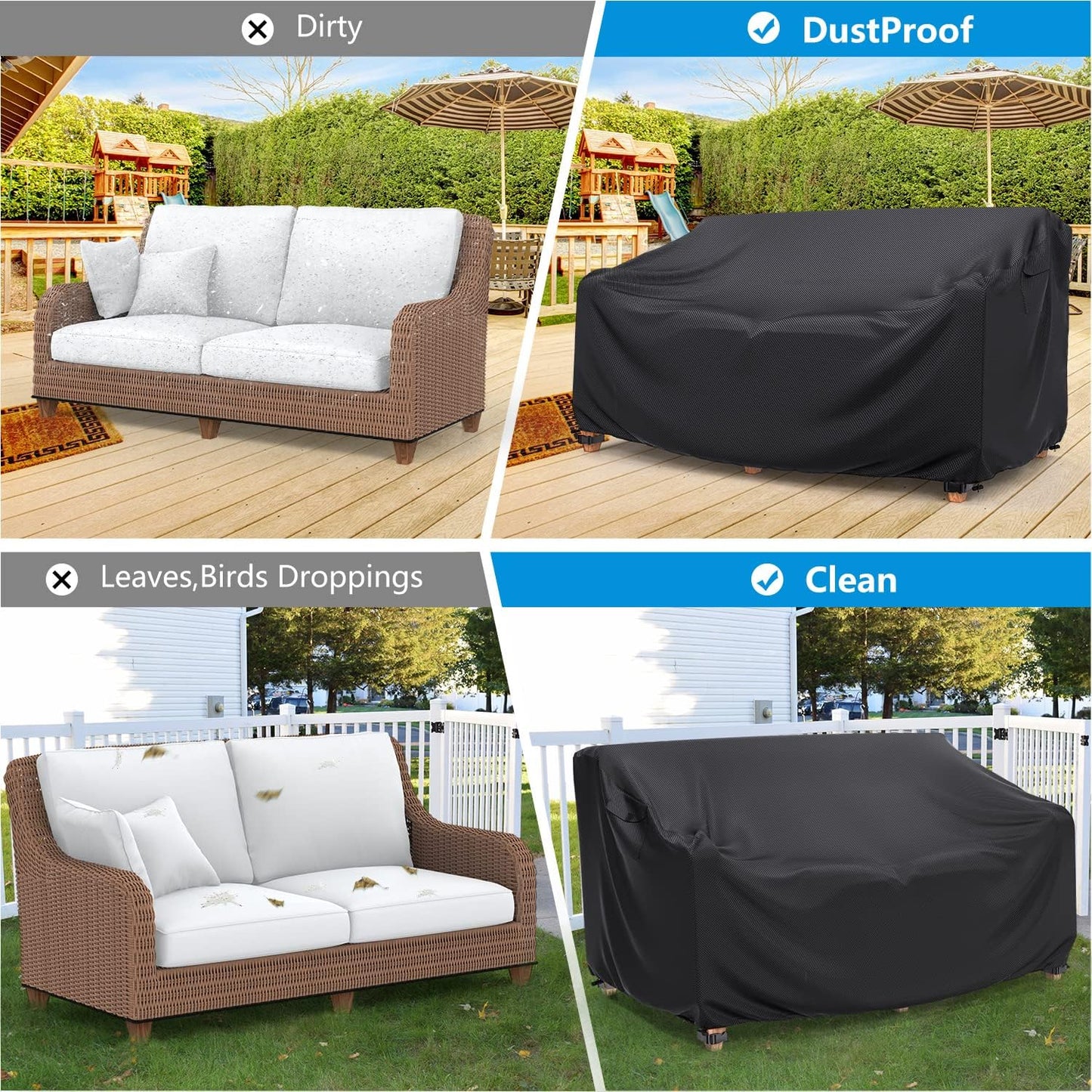 STARTWO Patio Sofa Cover, Tailor-made for 2-seater Outdoor Loveseats Sofa cover.