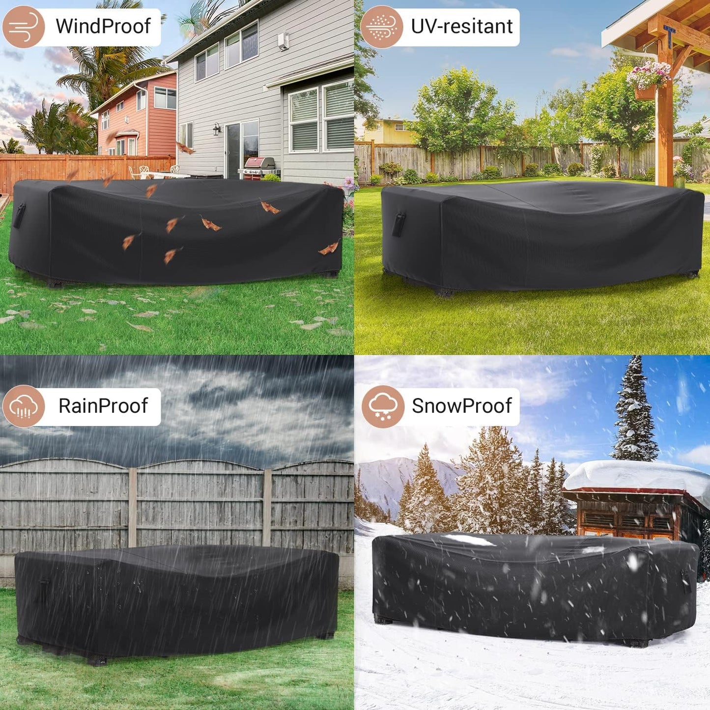 STARTWO Waterproof Patio Furniture Cover Outdoor Sectional Sofa Set, Along With a Table and Chair Ensemble  Sofa Cover