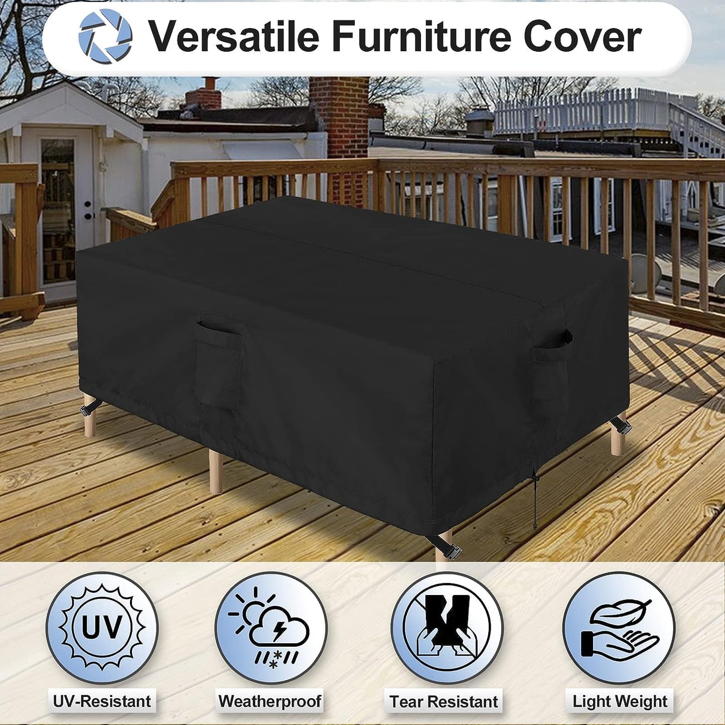 STARTWO Waterproof Couch Sectional Sofa, Cover for Outdoor Patio Rectangular Table Chairs Covers