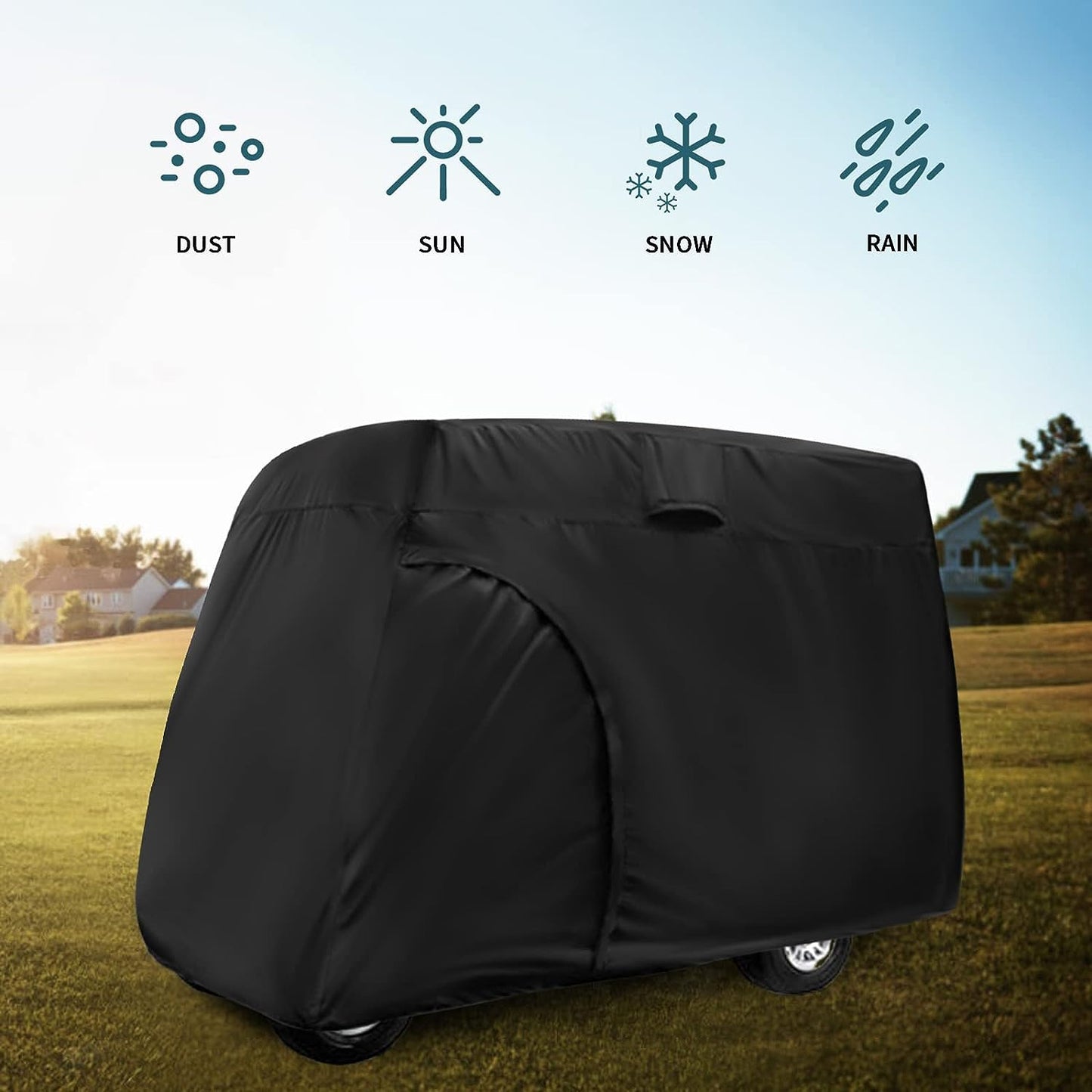 STARTWO Waterproof Golf Cart Rain Cover Designed to Fit Most Golf Cart Brands. This All-Season Protective Golf Cart Accessory Offers Comprehensive Protection.car cover