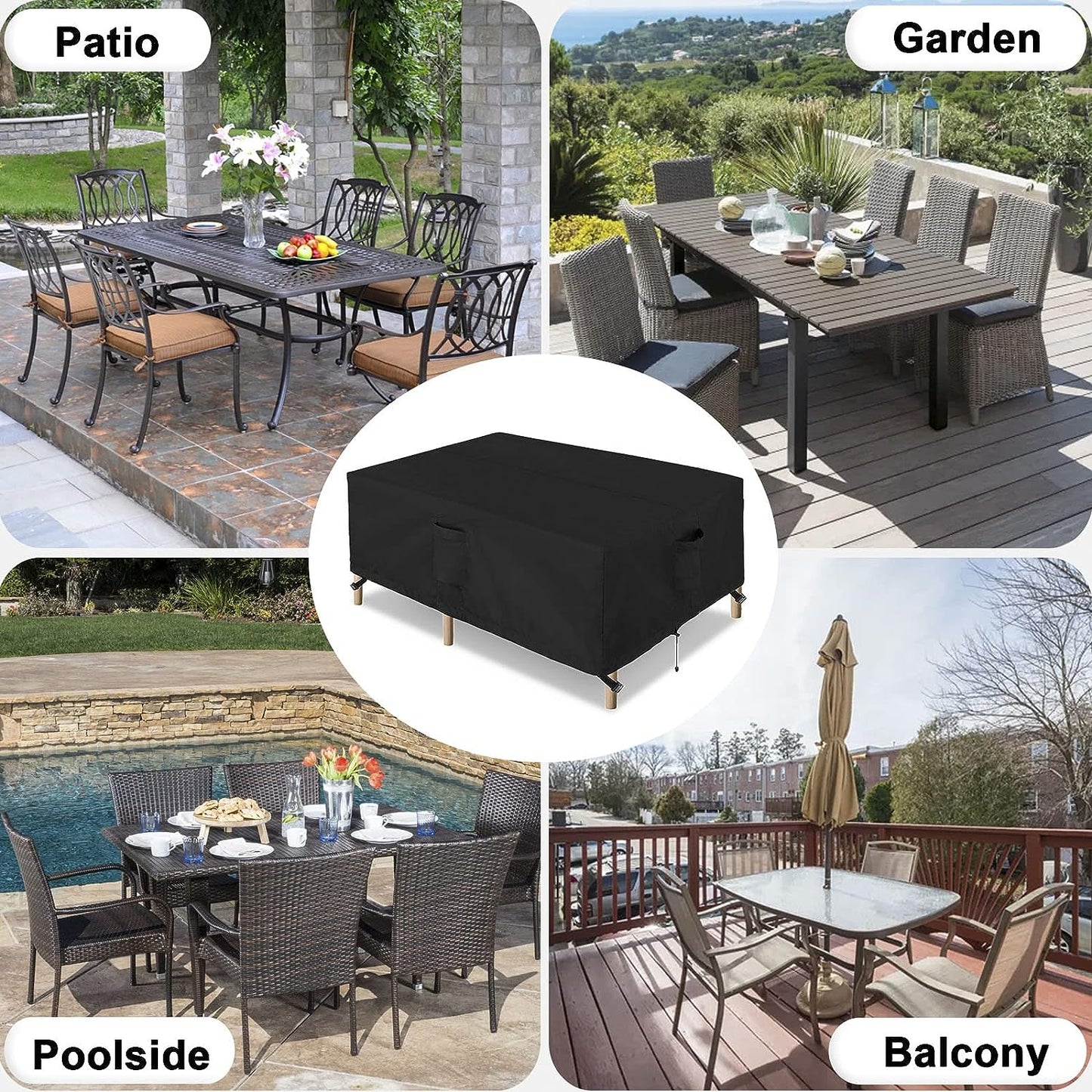 STARTWO Waterproof Couch Sectional Sofa, Cover for Outdoor Patio Rectangular Table Chairs Covers