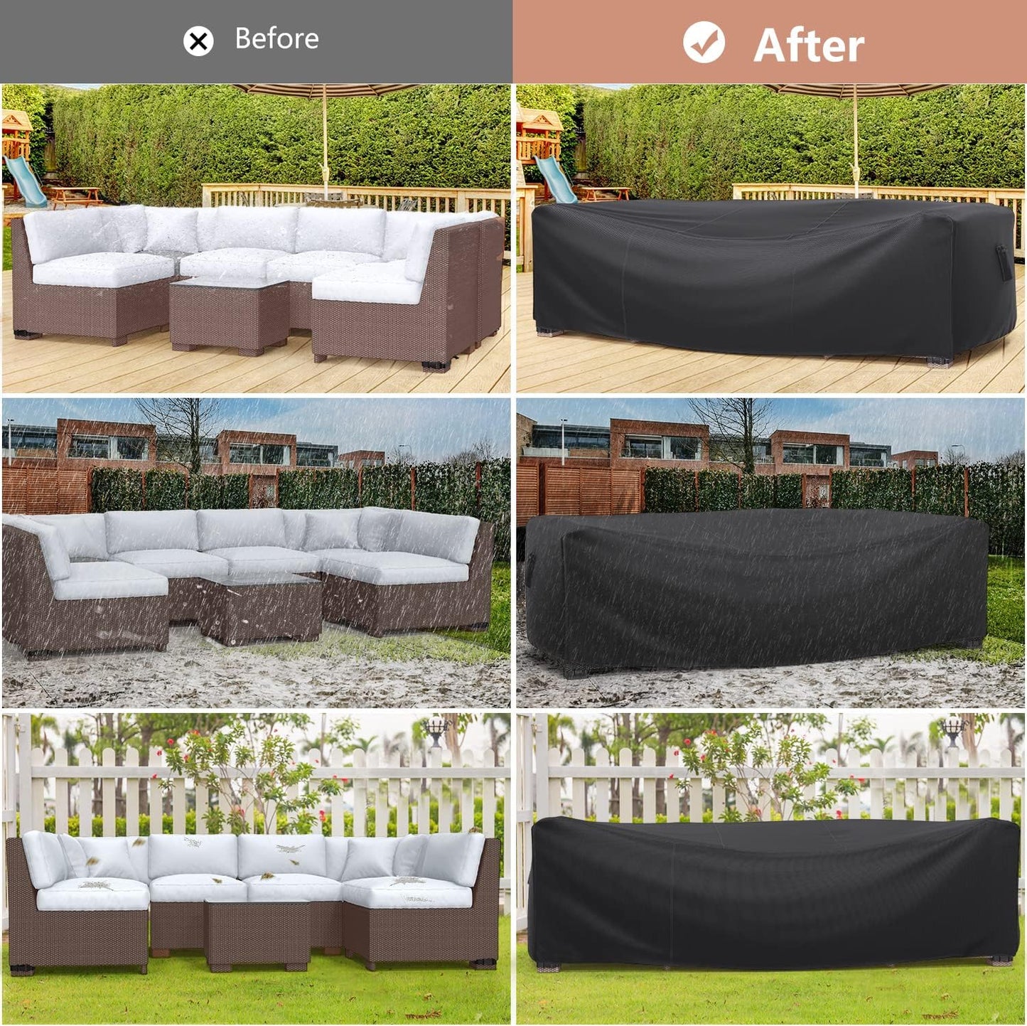 STARTWO Waterproof Patio Furniture Cover Outdoor Sectional Sofa Set, Along With a Table and Chair Ensemble  Sofa Cover