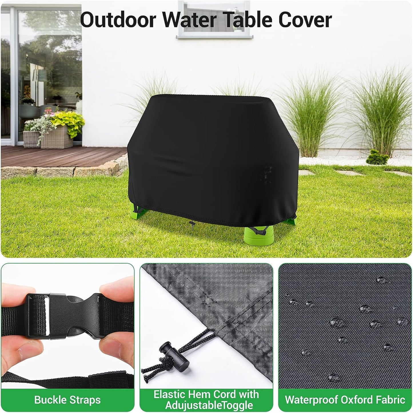 STARTWO Kids Water Table Cover ,Kids Sand and Water Table Toys Covers Waterproof ,Outdoor Water Play Table Cover Fit Rain Showers Splash Pond Water Table(Only Cover) (Black 41"Lx25"Wx33"H)